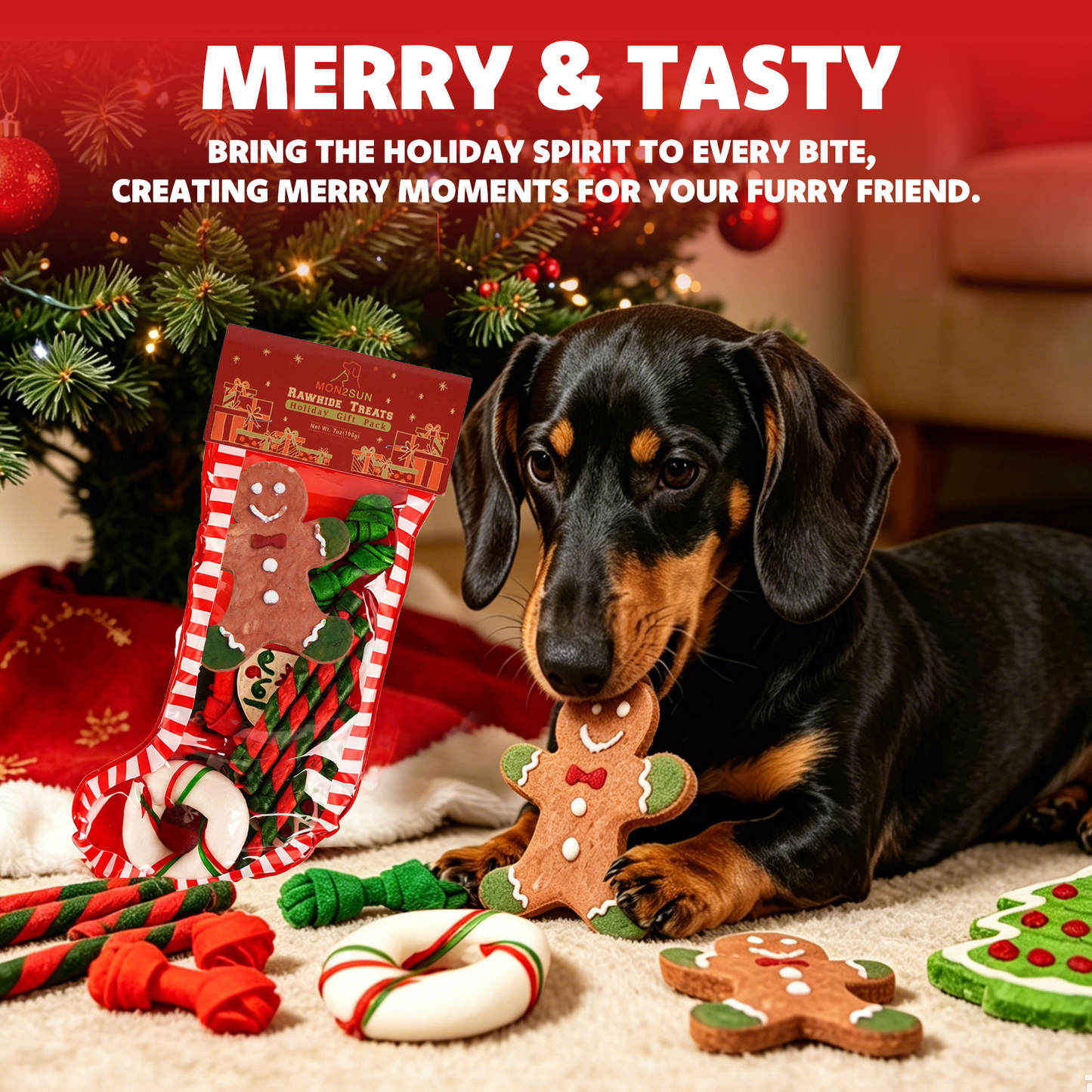 MON2SUN Christmas Stocking Small Dog Treats, 7 oz (12 Count)