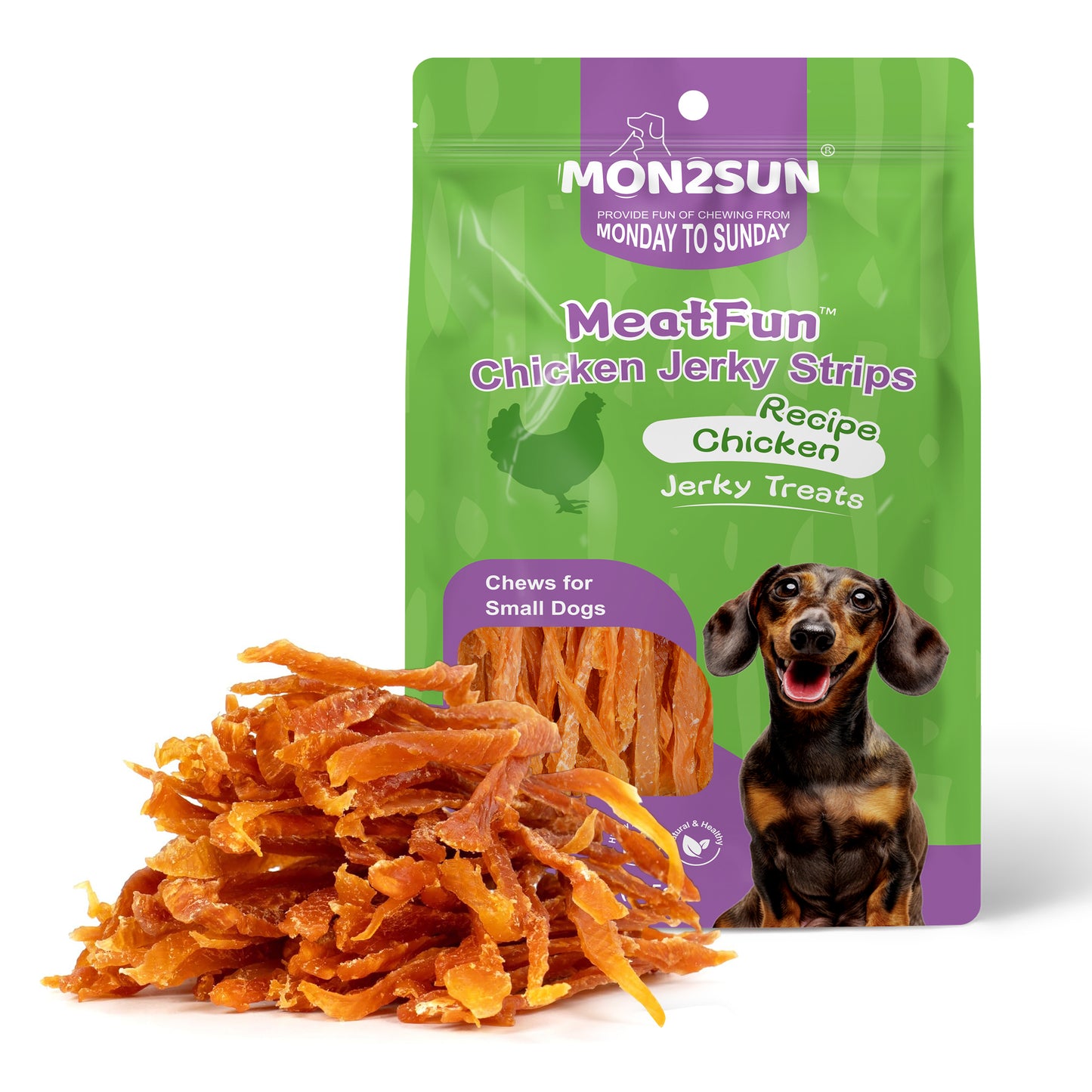 Dog Treats, Chicken Jerky Strips for Small Dogs, High Protein & Grain Free Snacks, Easy to Digest Training Treats