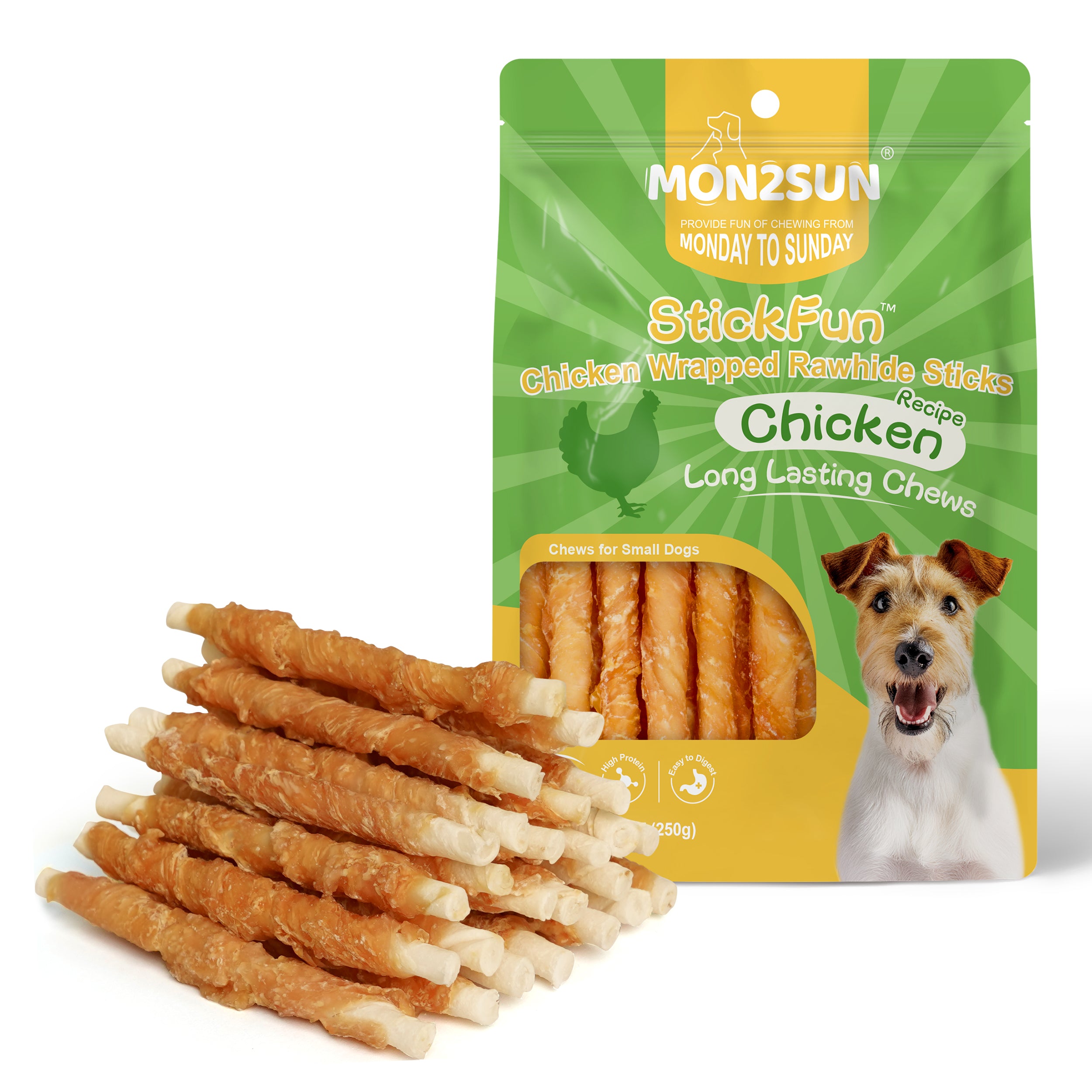 Chicken Wrapped Rawhide Dog Treats 5 Inch Twist Sticks for Puppies
