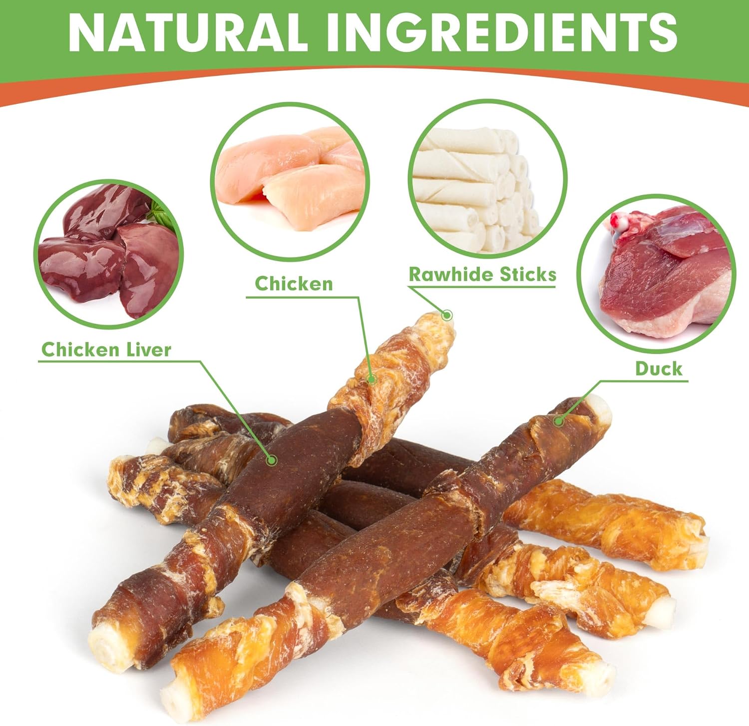 Small Medium Dogs & Chicken Liver Duck and Chicken Wrapped Rawhide - MON2SUN