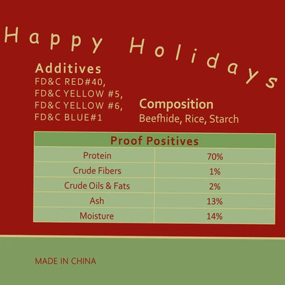 MON2SUN Holiday Christmas Dog Rawhide Treats Stocking for Small to Medium Dogs (13Count) - MON2SUN