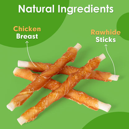 Puppy Small Dogs & Rawhide Twist Chicken Hide Sticks - MON2SUN