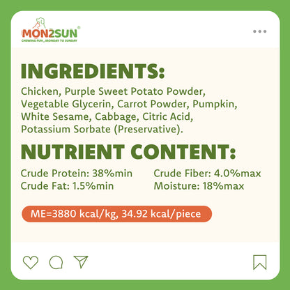 MON2SUN Dog Treats, 5 Inch Chicken and Veggie Sticks
