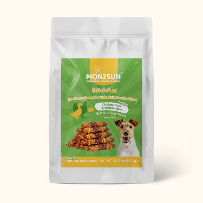 MON2SUN Dog Treats, 6-in Triple Flavor Starch Sticks with Pumpkin