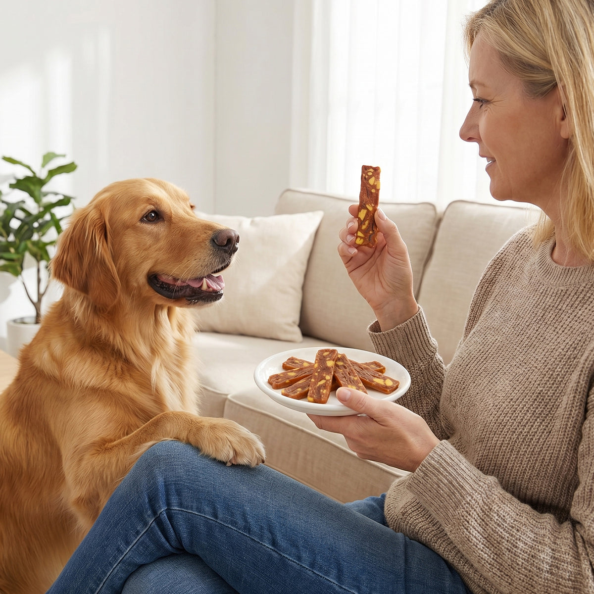 MON2SUN Dog Treats, 4.5 Inch Soft Duck & Egg Yolk Jerky