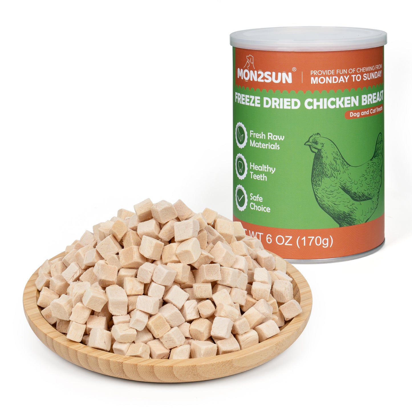 Freeze Dried Chicken Cat and Dog Treats, Single Ingredient Natural and Healthy Dog Snacks, High Protein Training Treats & Food Topper - MON2SUN