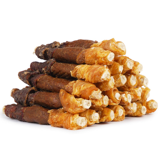 MON2SUN Dog Treats, 5 Inch Triple Flavor Collagen Sticks with Beef