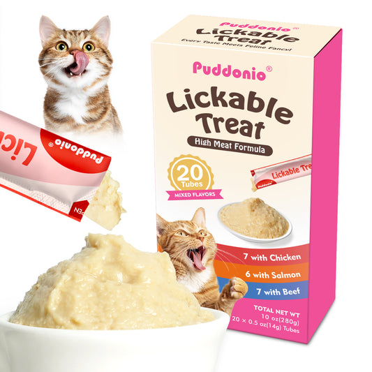 Puddonio Mixed Flavor Lickable Wet Cat Treats, 0.5 oz Tubes (20 ct)