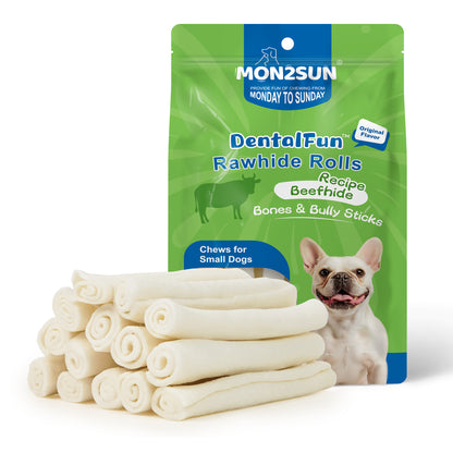 Dog Rawhide Rolls Twist Sticks Chew Treats Natural Flavor 6.5 Inch 40 Count for Puppy and Small Dogs