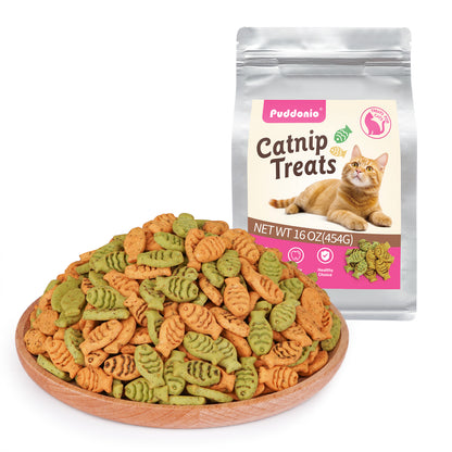 Puddonio Catnip Biscuit Chicken & Salmon Flavor Cat Treats