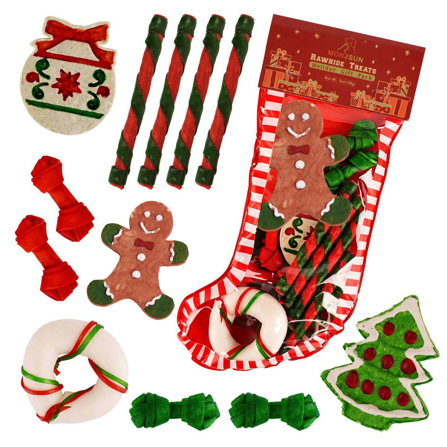 MON2SUN Christmas Stocking Small Dog Treats, 7 oz (12 Count)