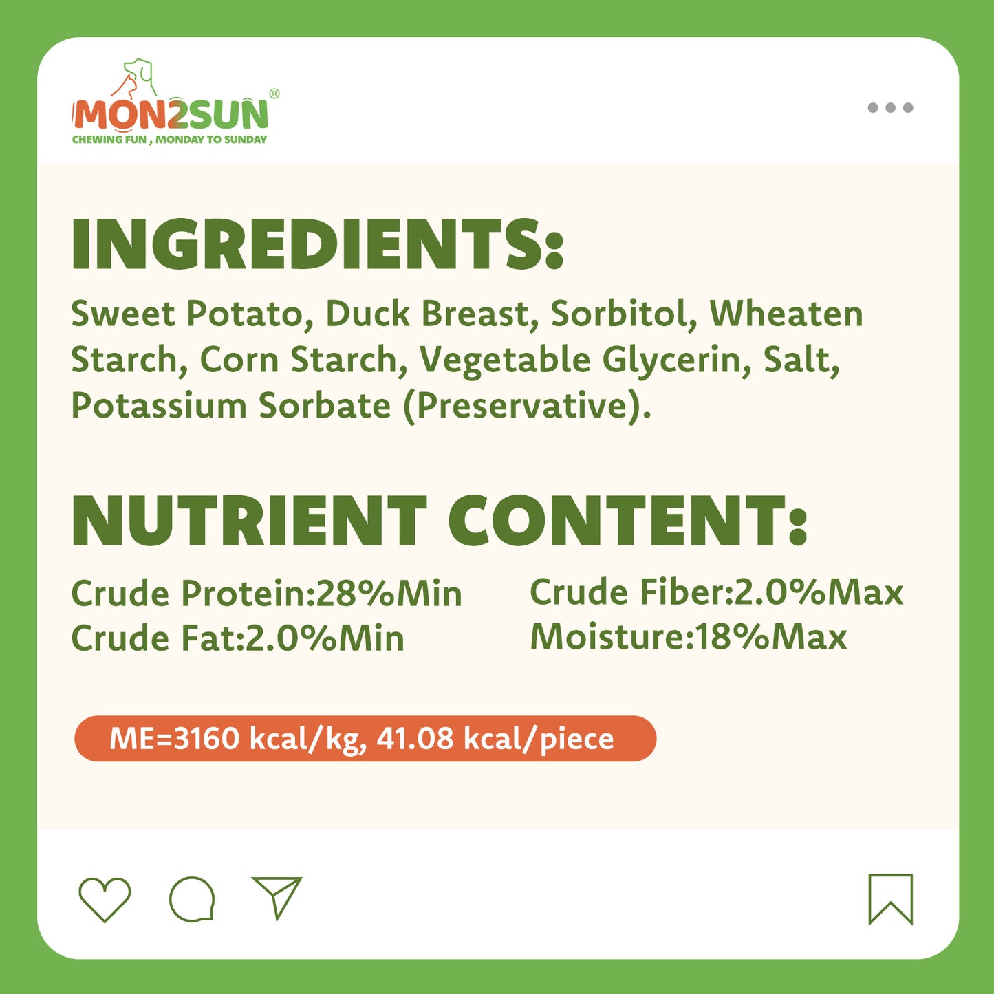 High Protein Rawhide Free Duck and Sweet Potato Soft Chew Dog Treats