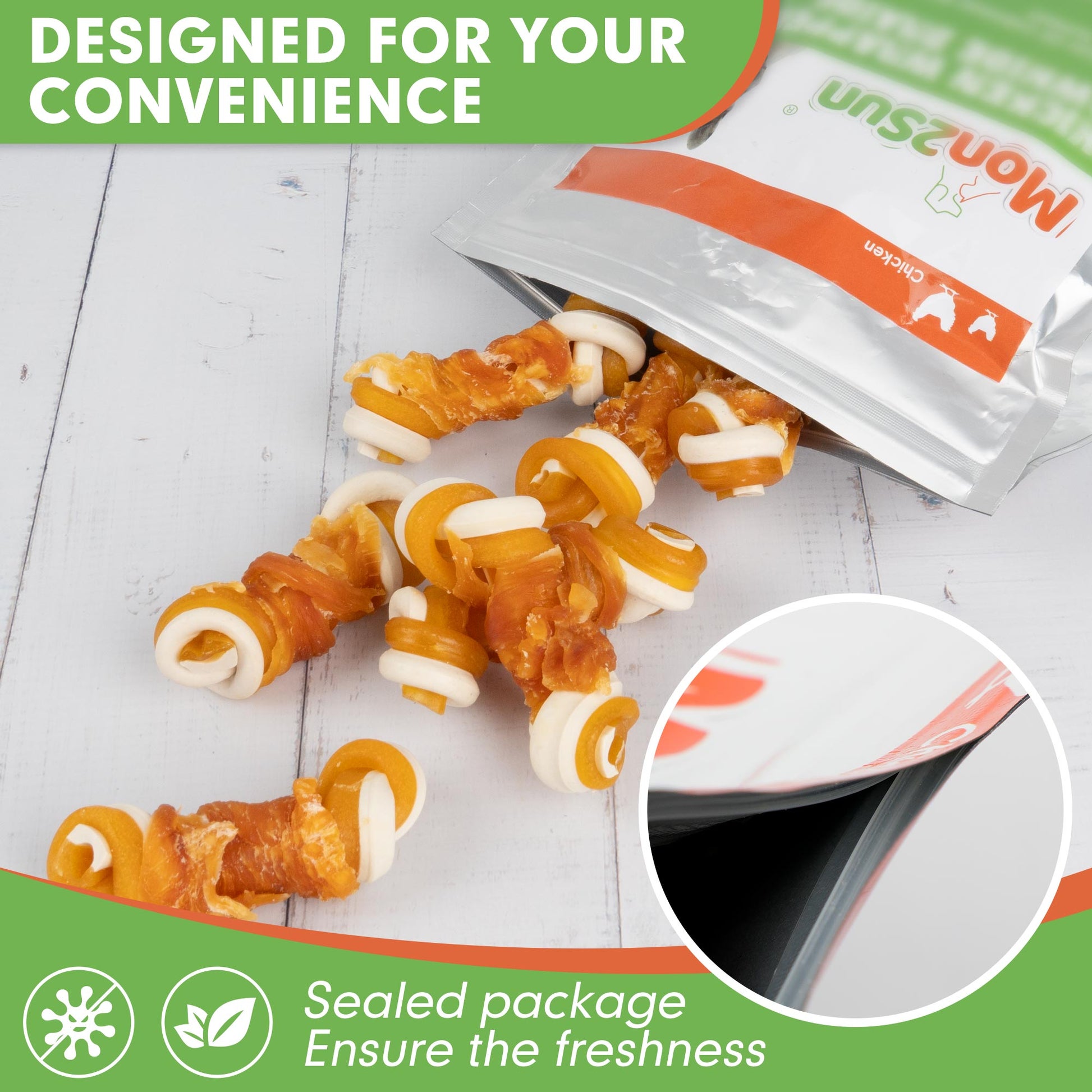 Small Dogs & Chicken Wrapped Mixed Vegetables Knot Bone Rawhide Free - MON2SUN