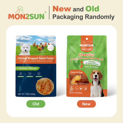 Dog Treats Rawhide Free Chicken Wrapped Sweet Potato Snacks, Gluten & Grain Free, Treats for Puppy and Small Dogs - MON2SUN