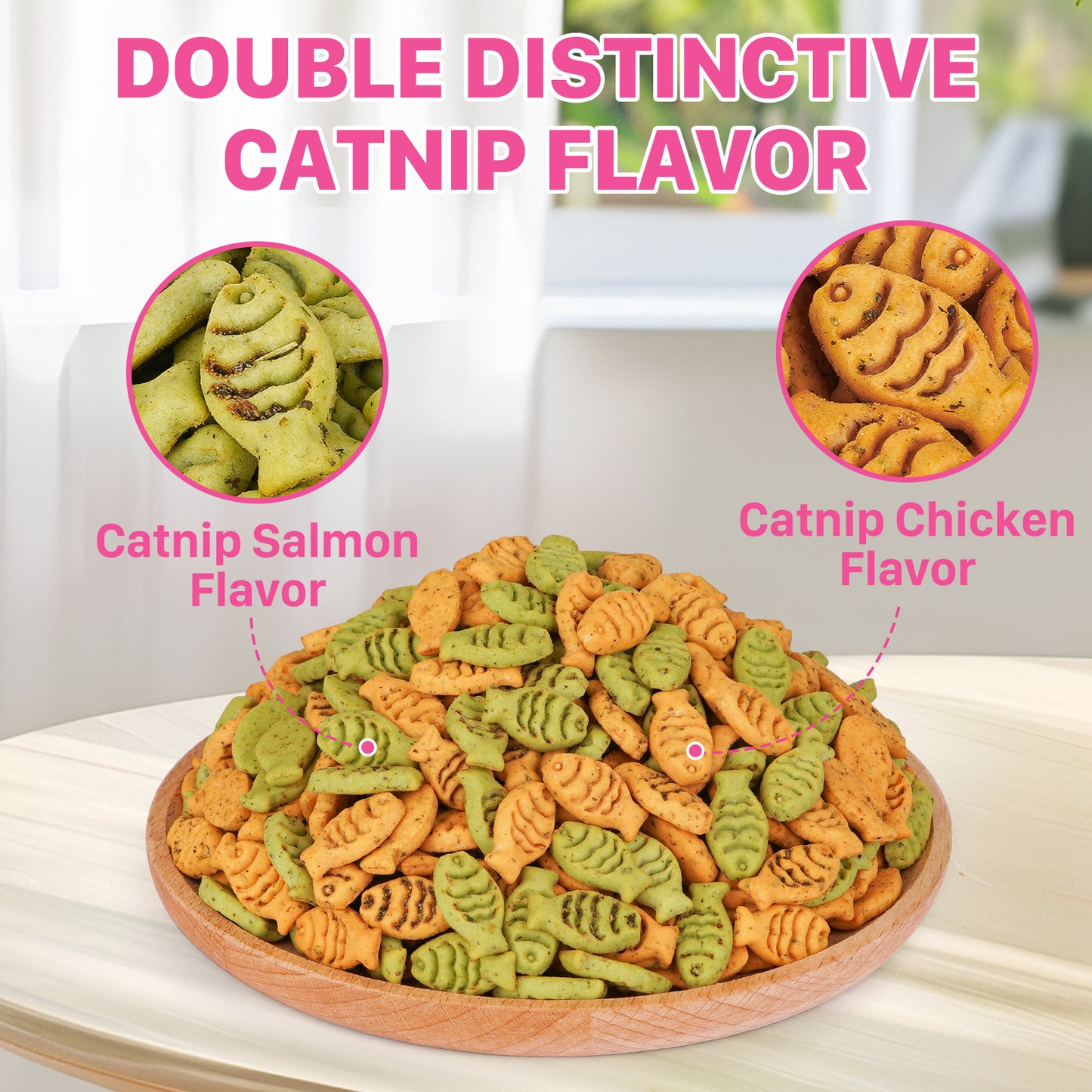 Puddonio Catnip Biscuit Chicken & Salmon Flavor Cat Treats