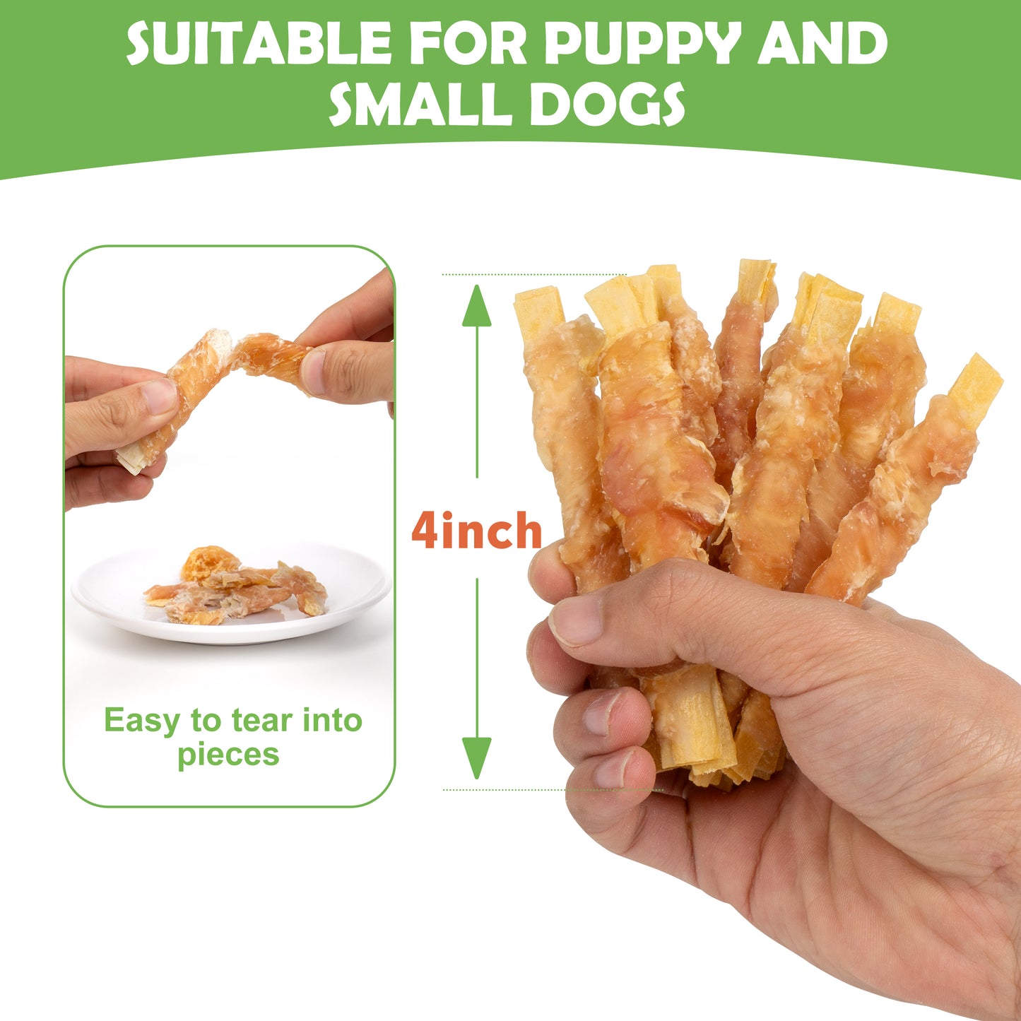 MON2SUN  Chicken Wrapped Cod Fillet Rawhide Free Small Dog Treats, 13 oz (36 Count) - MON2SUN