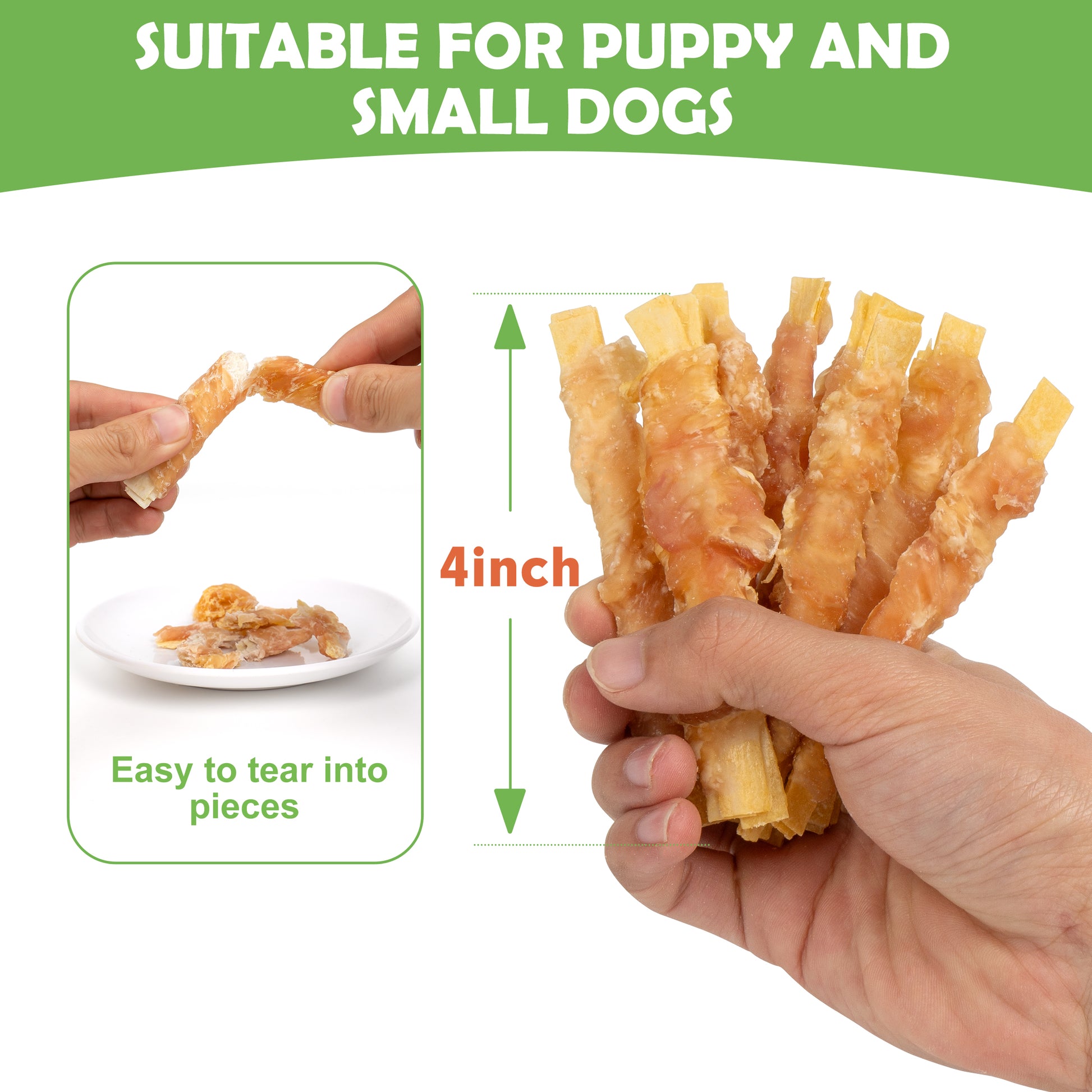 MON2SUN  Chicken Wrapped Cod Fillet Rawhide Free Small Dog Treats, 13 oz (36 Count) - MON2SUN