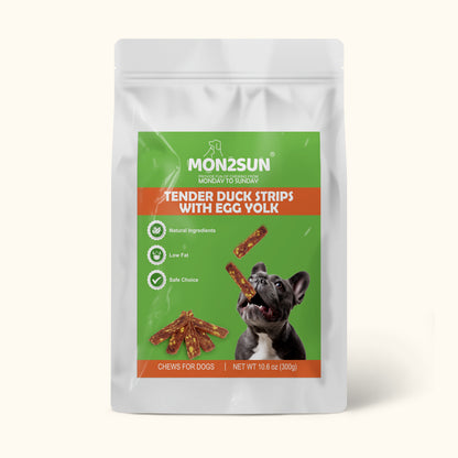 MON2SUN Dog Treats, 4.5 Inch Soft Duck & Egg Yolk Jerky