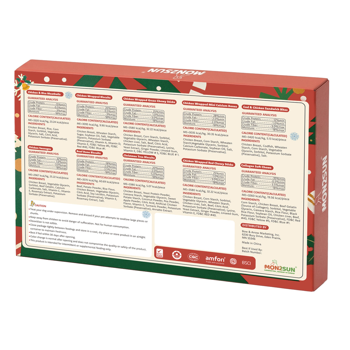 MON2SUN Dog Treats, 24 Day Christmas Advent Calendar, 10.6oz