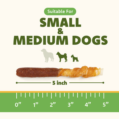 MON2SUN Dog Treats, 5 Inch Chicken & Liver Wrapped Rawhide Sticks