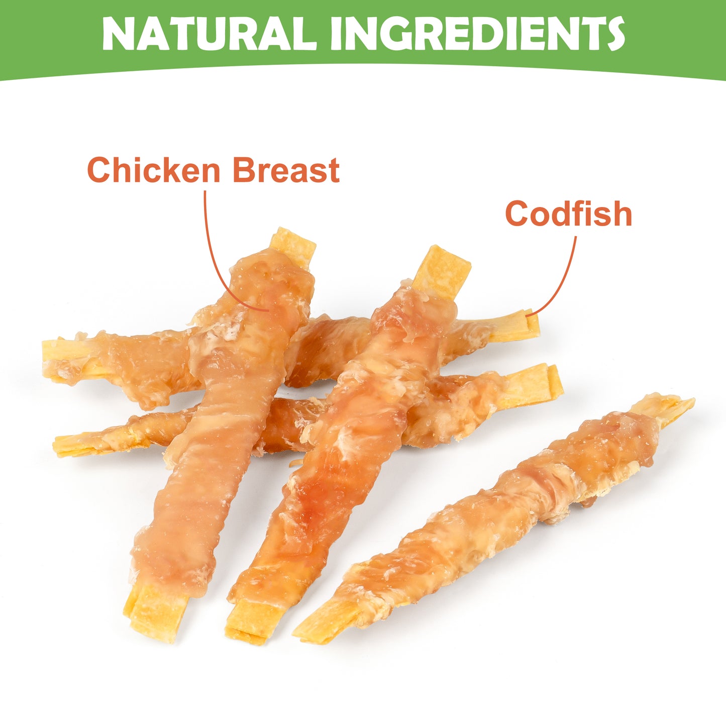 MON2SUN  Chicken Wrapped Cod Fillet Rawhide Free Small Dog Treats, 13 oz (36 Count) - MON2SUN