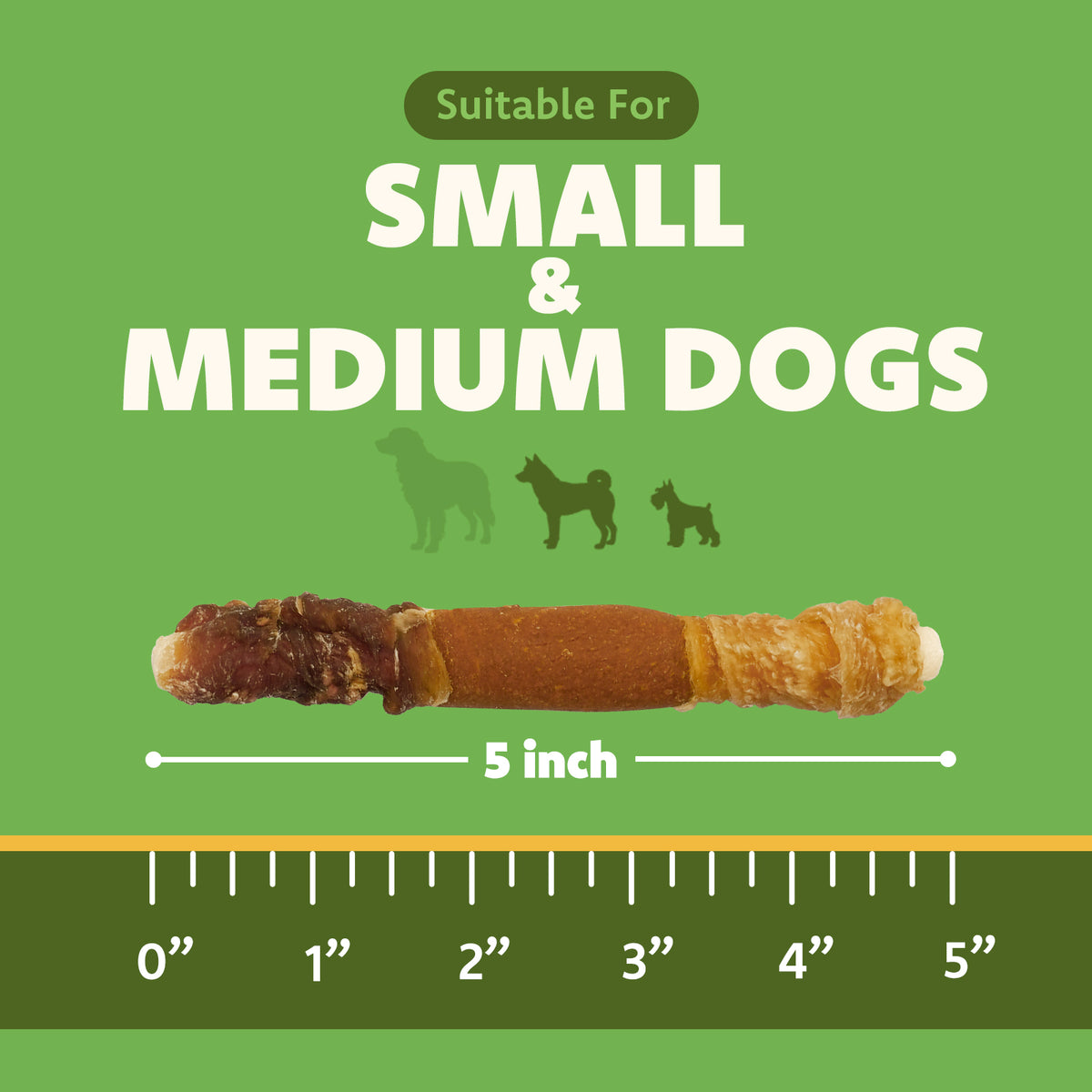 MON2SUN Dog Treats, 5 Inch Triple-Wrap Rawhide Sticks with Pumpkin