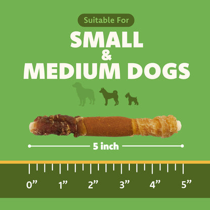 MON2SUN Dog Treats, 5 Inch Triple-Wrap Rawhide Sticks with Pumpkin