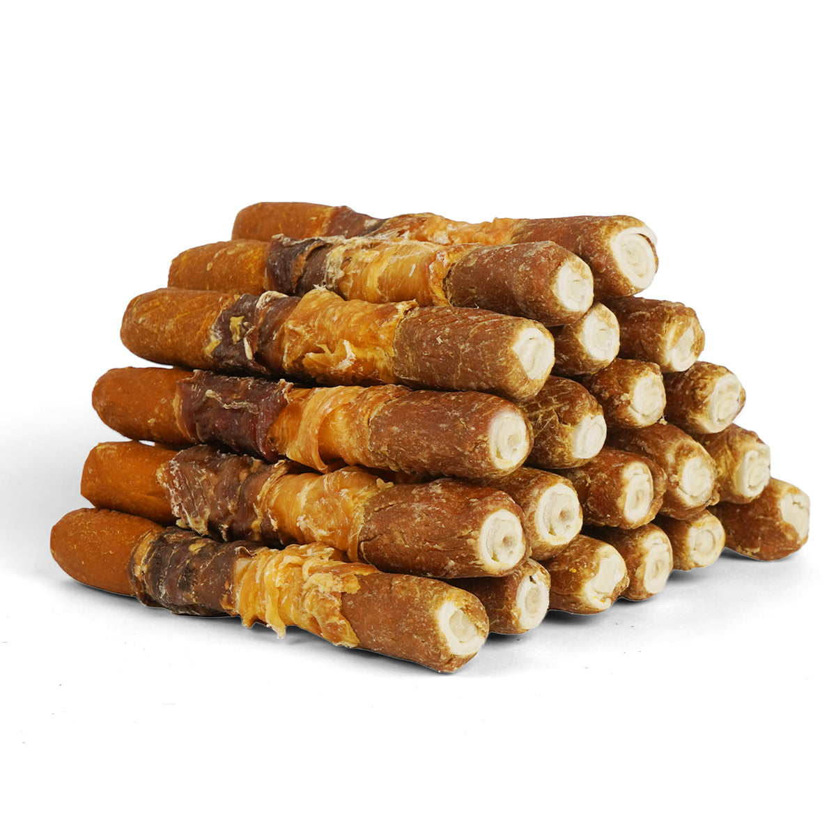 MON2SUN Dog Treats, 6 Inch Four Flavor Wrapped Rawhide Rolls