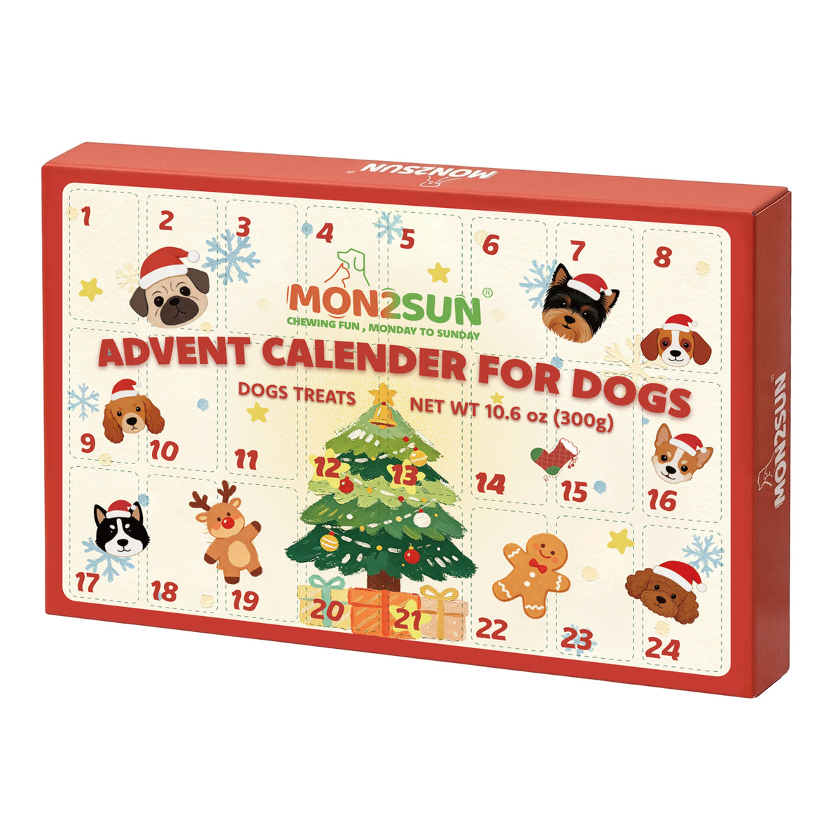 MON2SUN Dog Treats, 24 Day Christmas Advent Calendar, 10.6oz