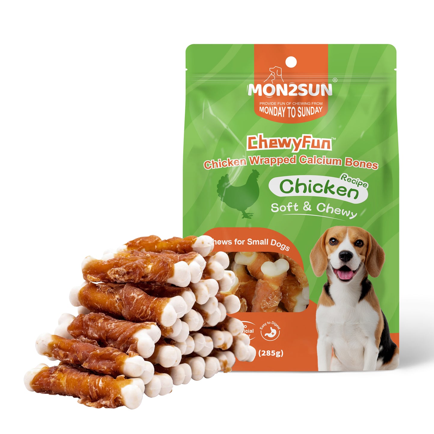 Dog Treats, Chicken Wrapped Calcium Bones Without Rawhide, 2.3 Inch Training Treats for Teeth Cleaning and Fresh Breath, Chews for Puppy and Small Dogs