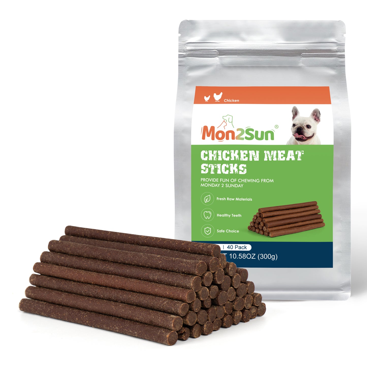 Dog Jerky Treats, 5 Inch Chicken Sticks (Chicken Liver Flavor) Rawhide Free Dog Training Treats for Small Dogs, Soft and Healthy Snacks - MON2SUN