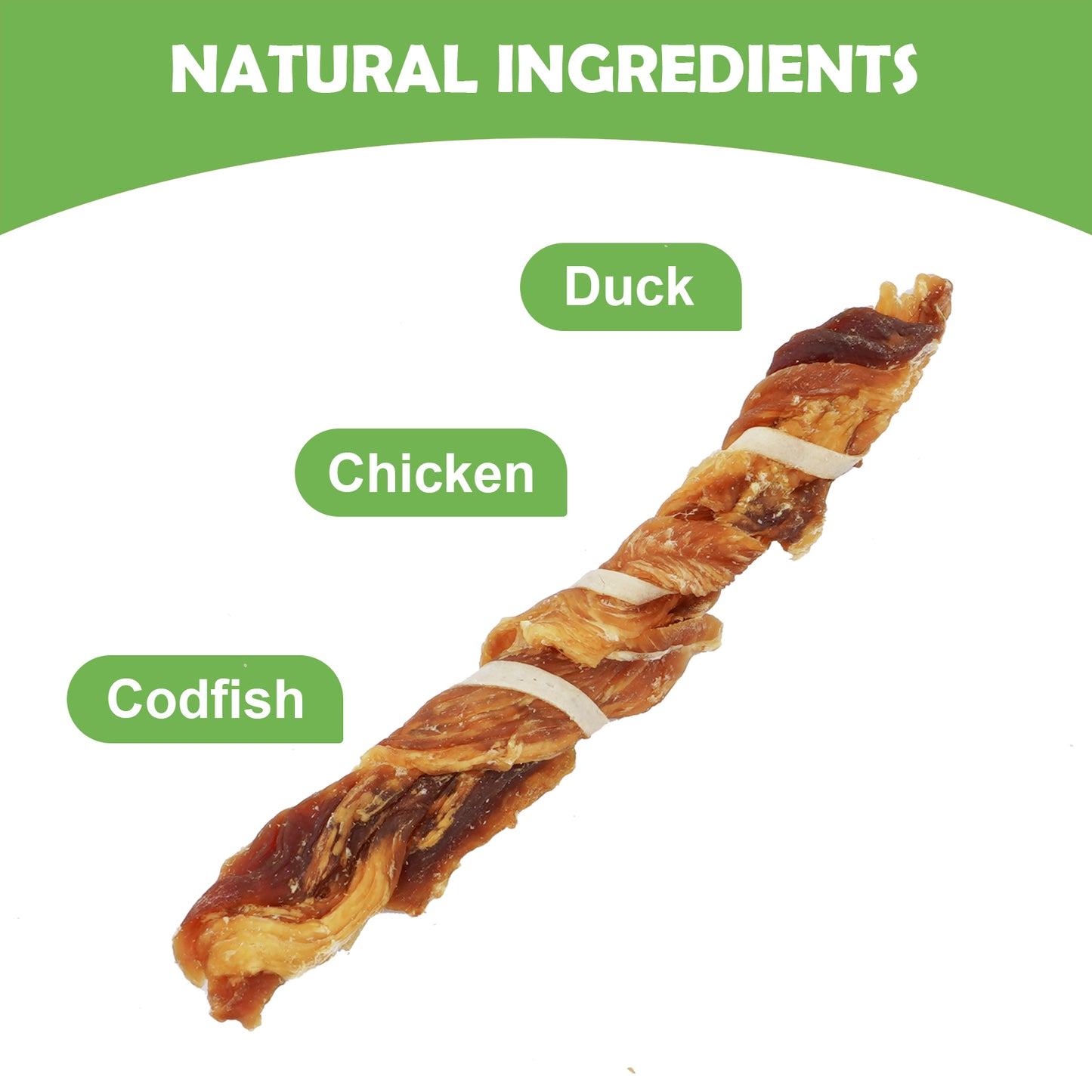MON2SUN Chicken Duck & Codfish Twist Sticks Small Dog Treats, 10.1 oz (14 Count), 5-7 Inch