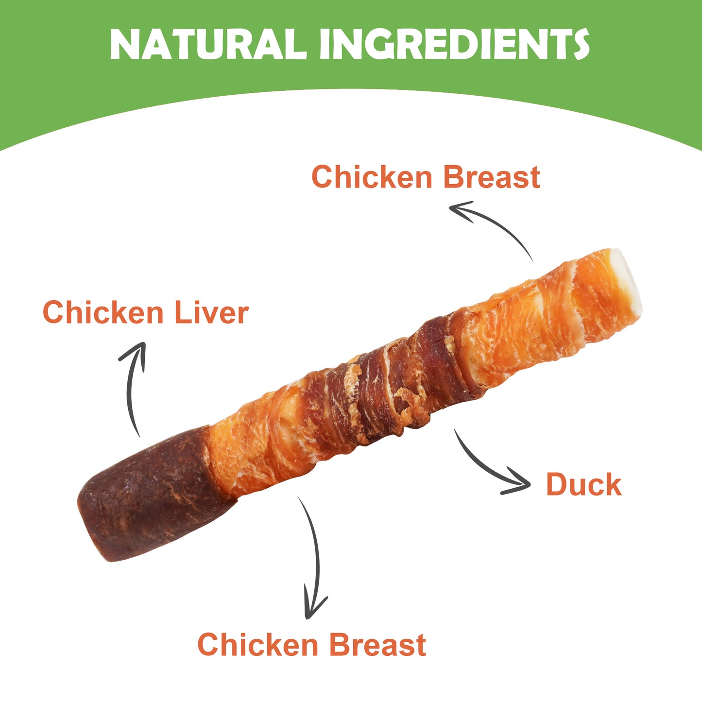 MON2SUN Chicken Liver, Duck & Chicken Wrapped Rawhide Medium Dog Treats, 8.8 oz (5 Count), 6 Inch