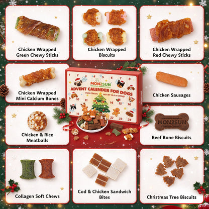 MON2SUN Dog Treats, 24 Day Christmas Advent Calendar, 10.6oz