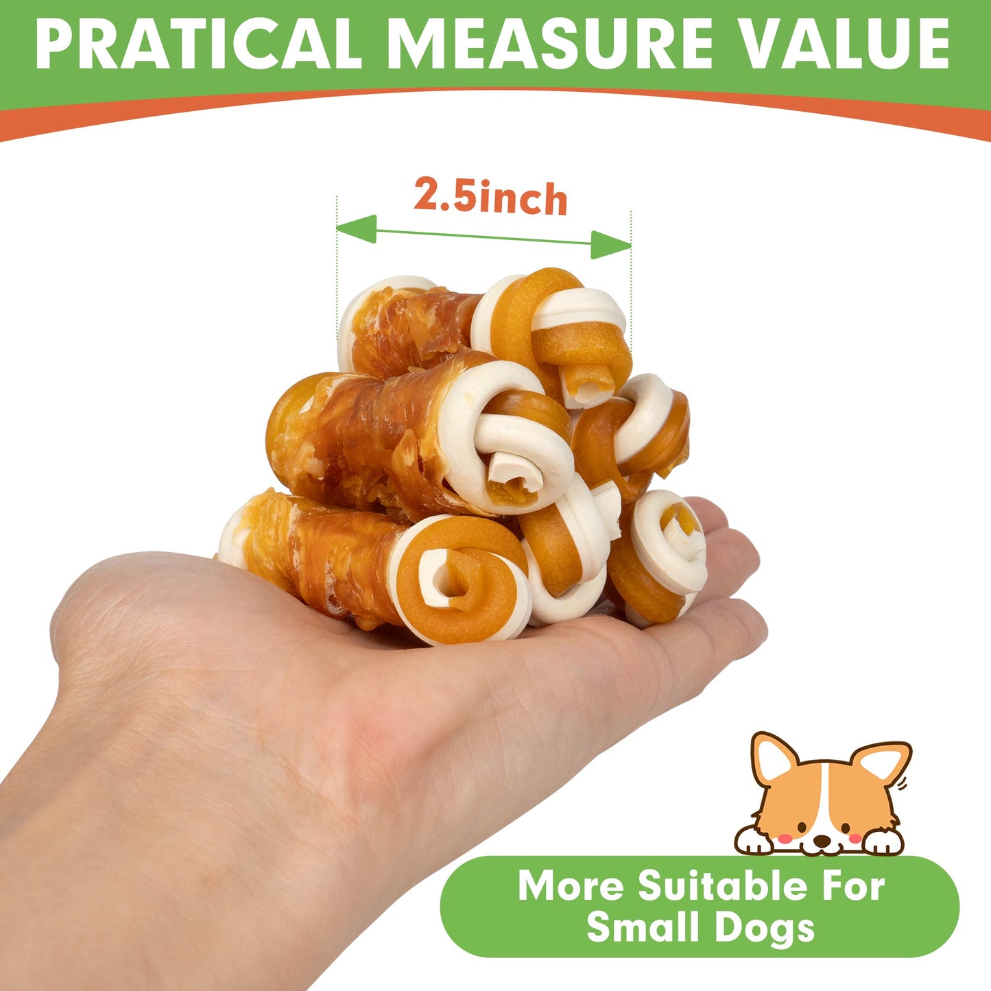 Small Dogs & Chicken Wrapped Mixed Vegetables Knot Bone Rawhide Free - MON2SUN