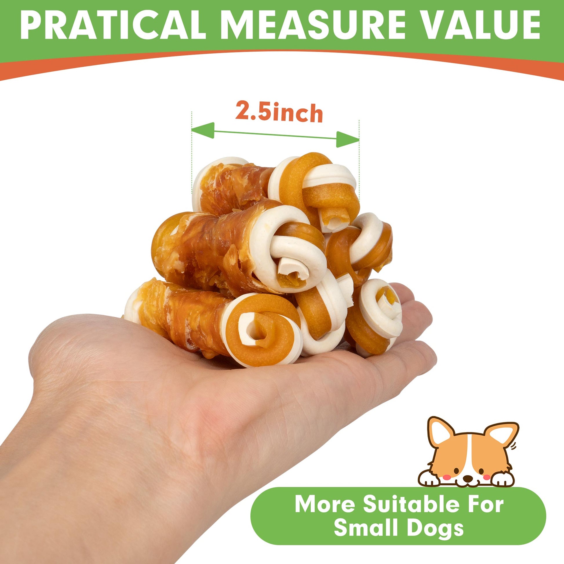 Small Dogs & Chicken Wrapped Mixed Vegetables Knot Bone Rawhide Free - MON2SUN