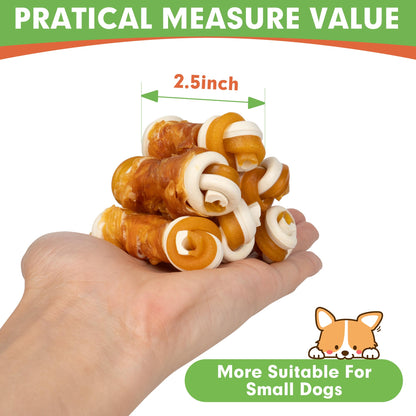 Small Dogs & Chicken Wrapped Mixed Vegetables Knot Bone Rawhide Free - MON2SUN