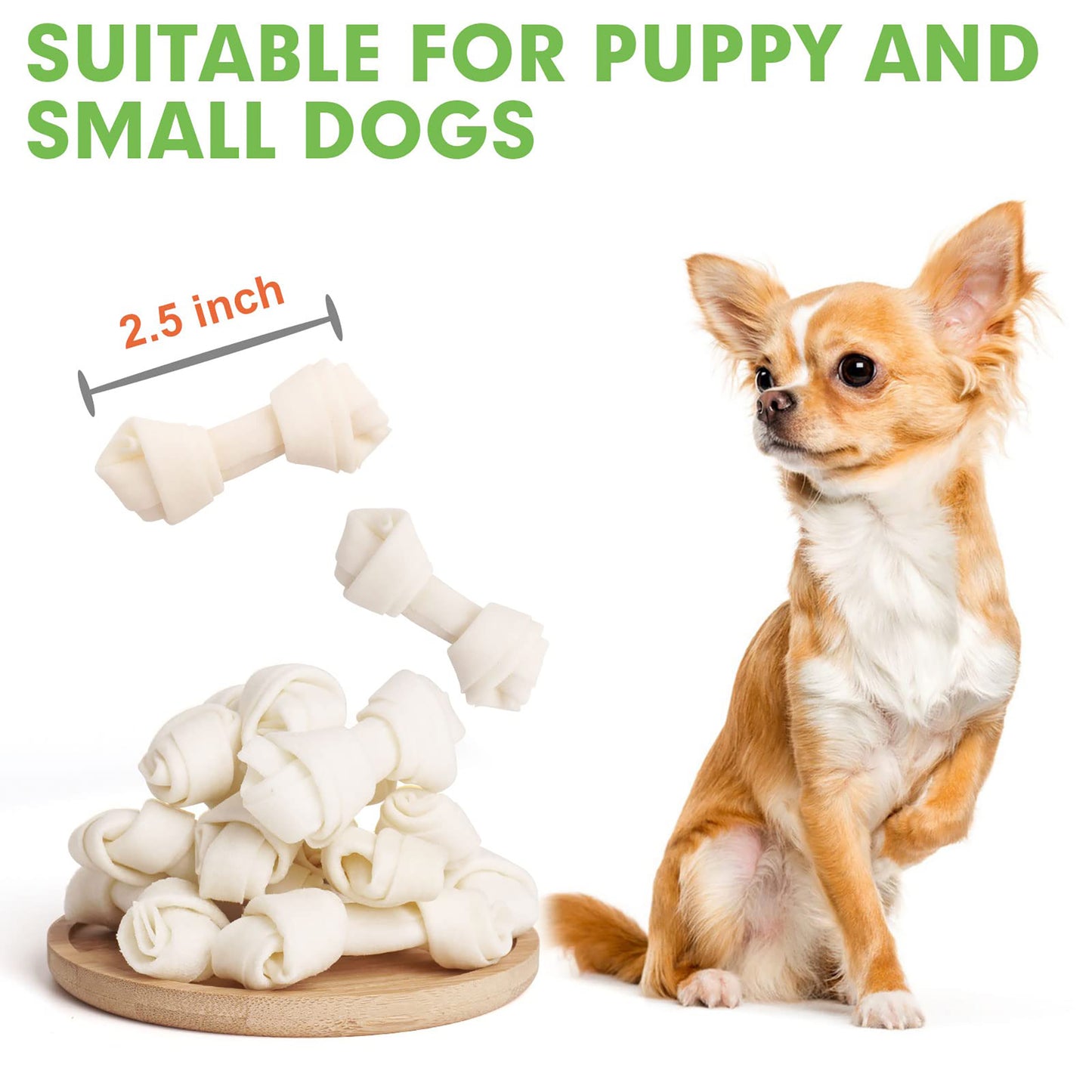 Puppy Small Dogs & Rawhide Knot Bones - MON2SUN