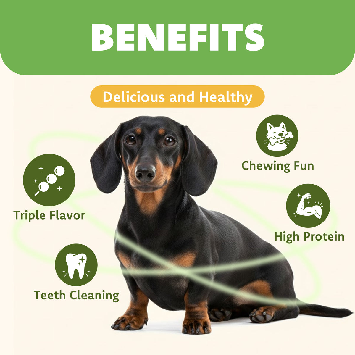 MON2SUN Dog Treats, 5 Inch Triple-Wrap Rawhide Sticks with Pumpkin