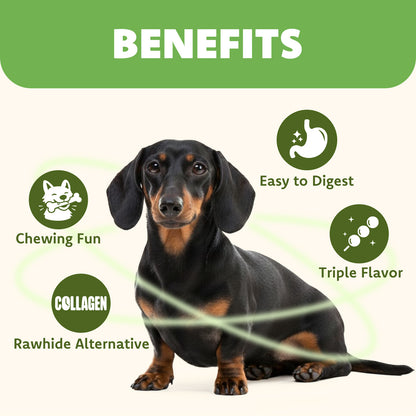 MON2SUN Dog Treats, 5 Inch Triple Flavor Collagen Sticks with Duck