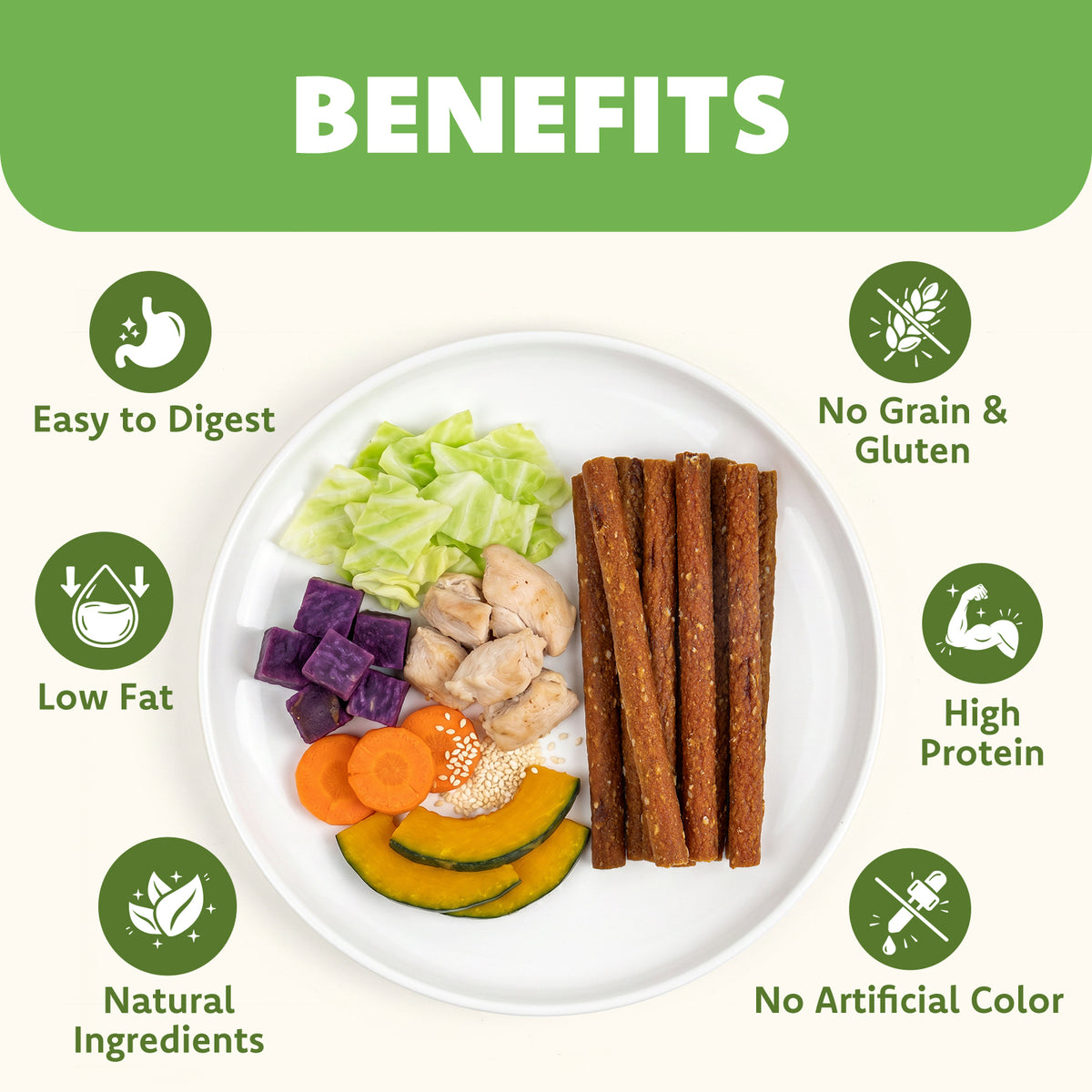 MON2SUN Dog Treats, 5 Inch Chicken and Veggie Sticks