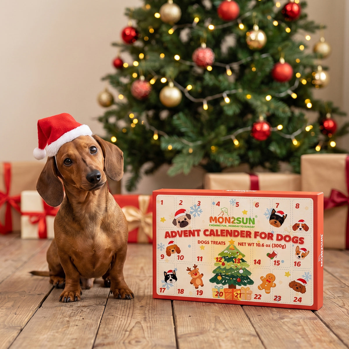 MON2SUN Dog Treats, 24 Day Christmas Advent Calendar, 10.6oz