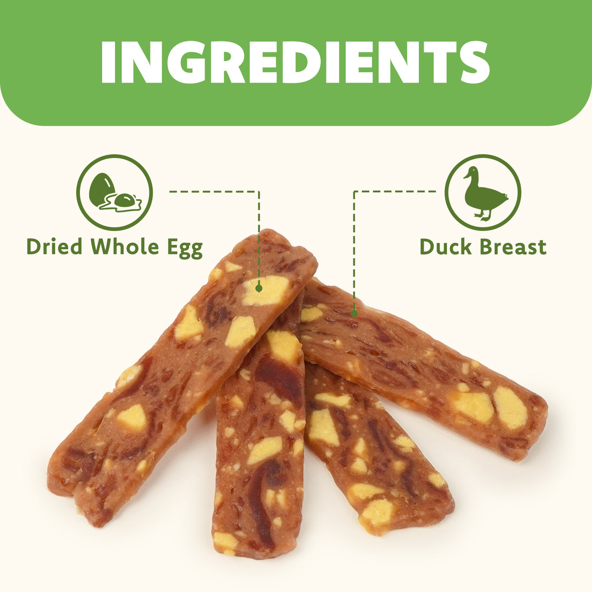 MON2SUN Dog Treats, 4.5 Inch Soft Duck & Egg Yolk Jerky