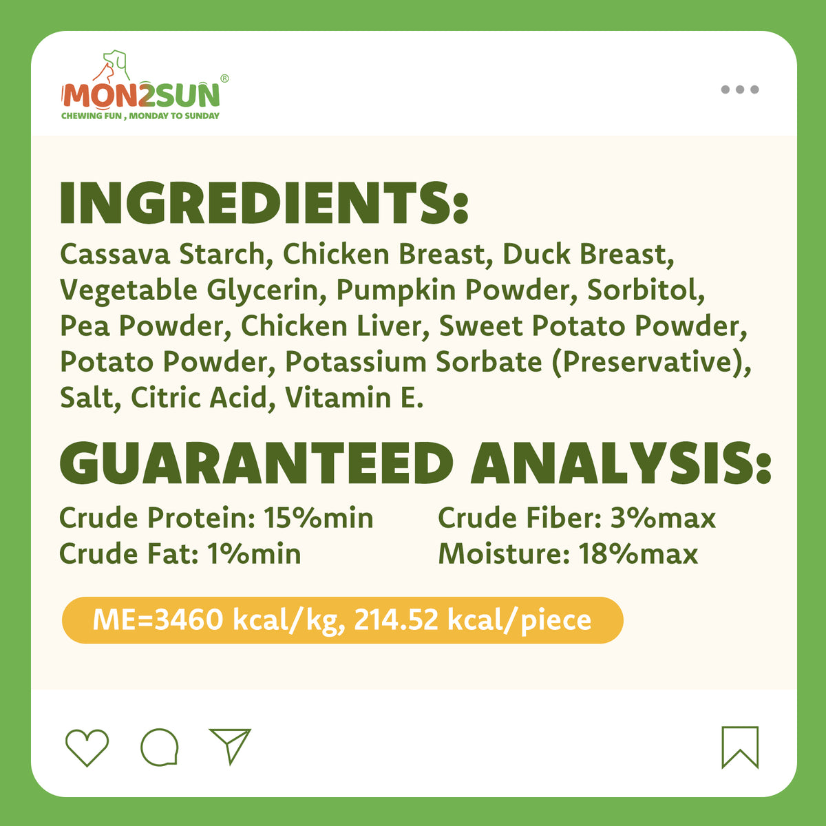 MON2SUN Dog Treats, 6-in Triple Flavor Starch Sticks with Pumpkin