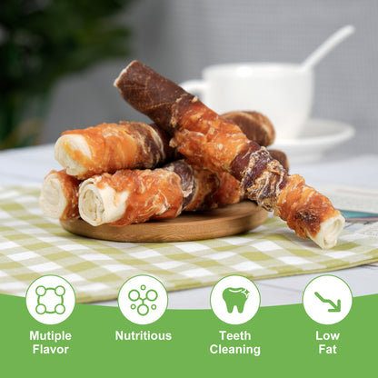 MON2SUN Chicken Liver, Duck & Chicken Wrapped Rawhide Medium Dog Treats, 8.8 oz (5 Count), 6 Inch