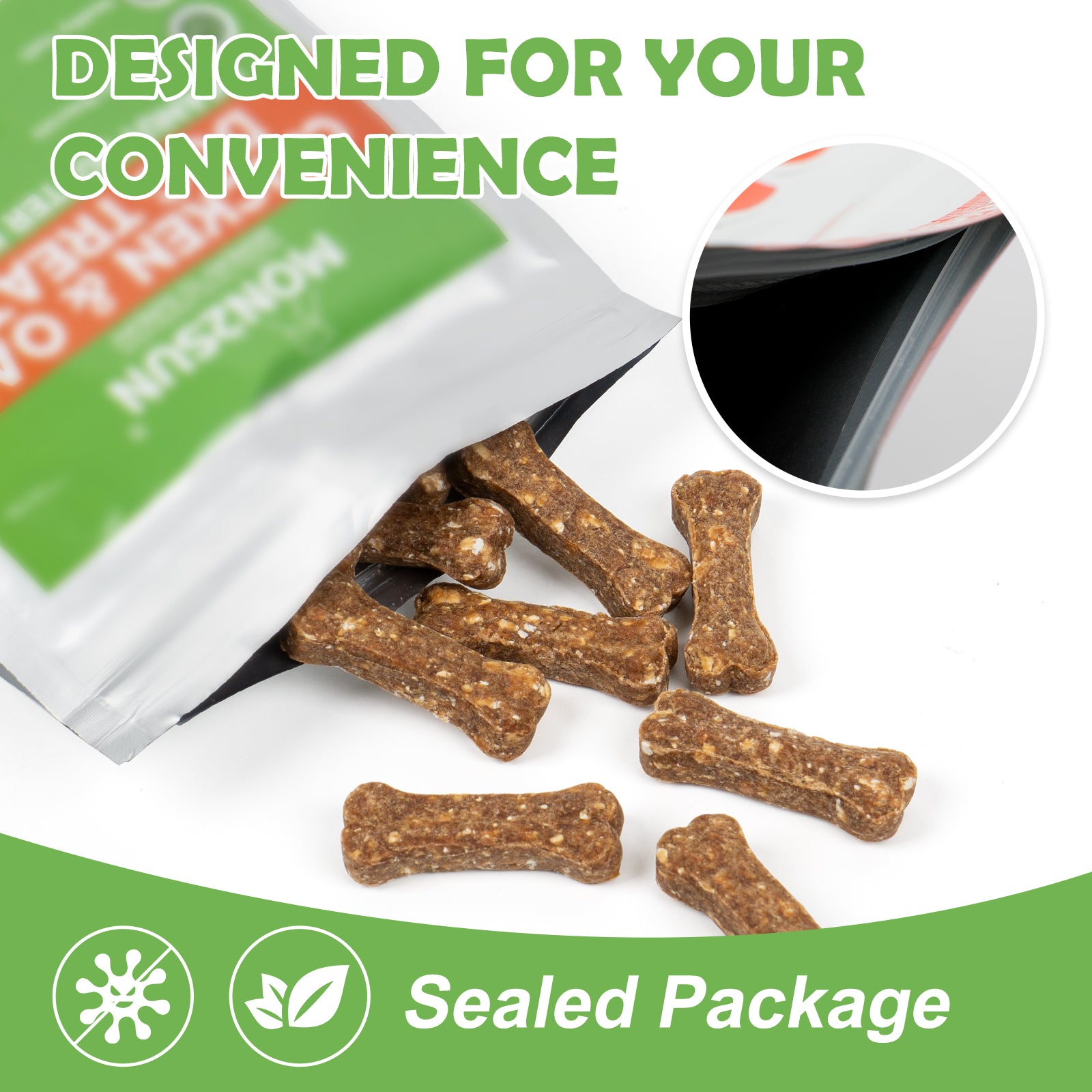 MON2SUN Dog Treats 2 Inch Chicken & Oat Dog Treats with Peanut Butter, Crunchy Biscuits for Small Dogs, Training Rewards - MON2SUN