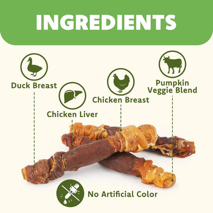 MON2SUN Dog Treats, 5 Inch Triple Flavor Pumpkin Starch Sticks