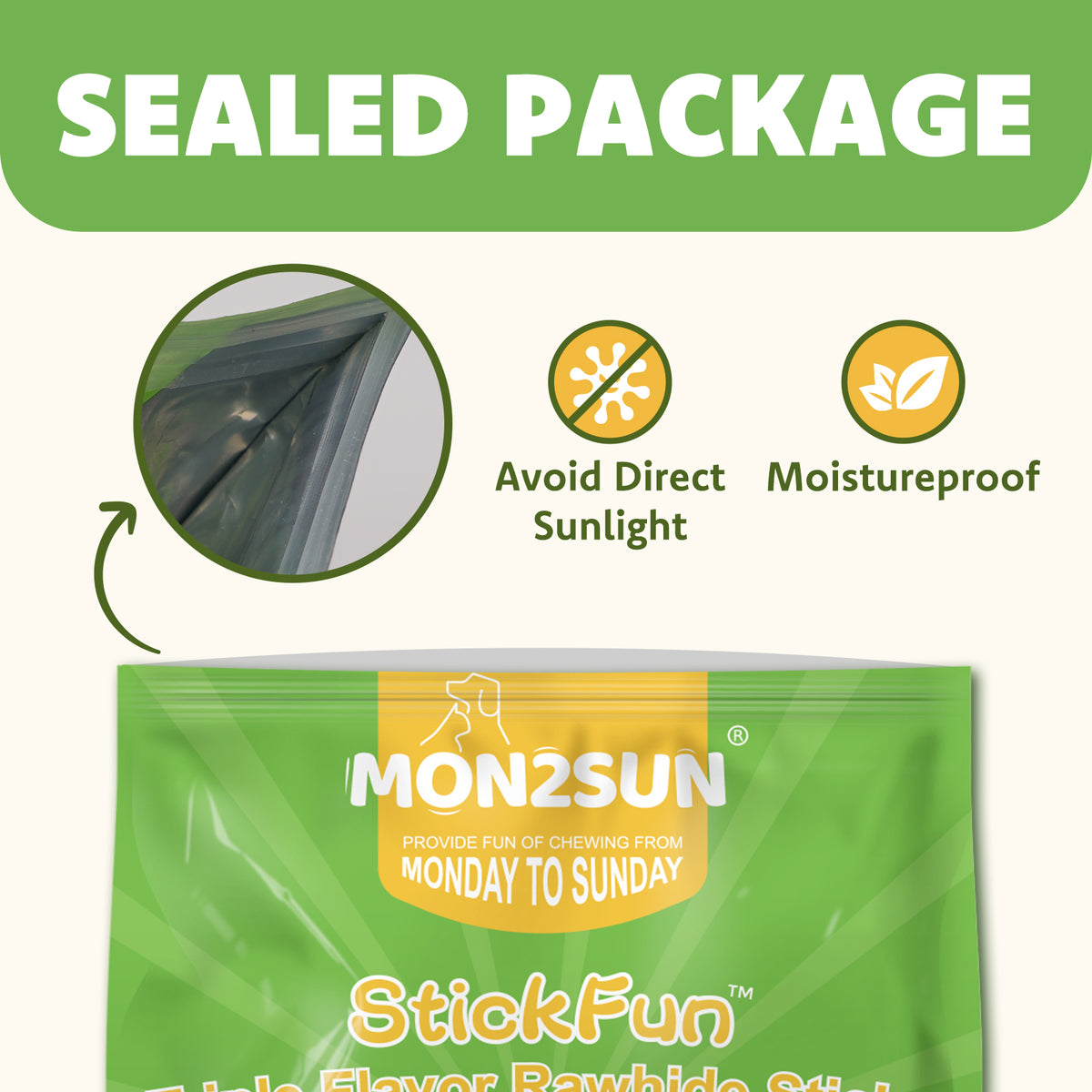 MON2SUN Dog Treats, 5 Inch Triple-Wrap Rawhide Sticks with Pumpkin