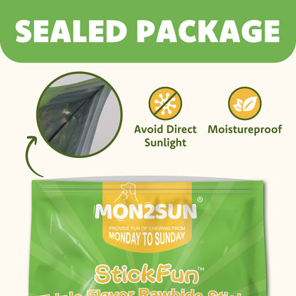 MON2SUN Dog Treats, 5 Inch Triple-Wrap Rawhide Sticks with Pumpkin