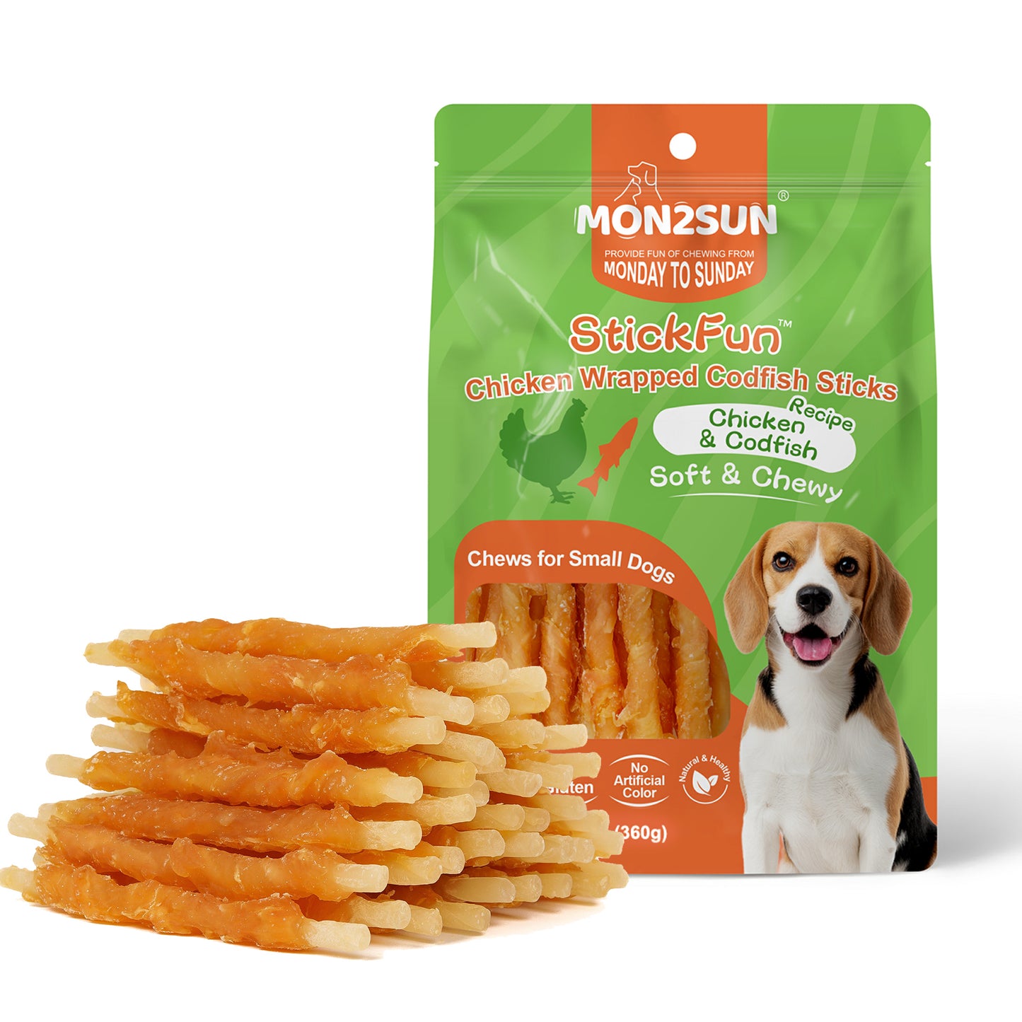 Rawhide Free Dog Treats Chicken Wrapped Cod Sticks for Small Dogs Healthy Training Treats Soft Snacks